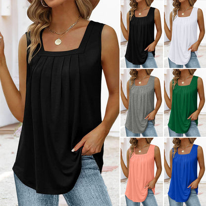 👚 49% SLEVA! 🌸 Bezkrkový Top Bez Rukávů s Hranatým Výstřihem – Měkká Látka, Módní Střih & Všestranný ✨