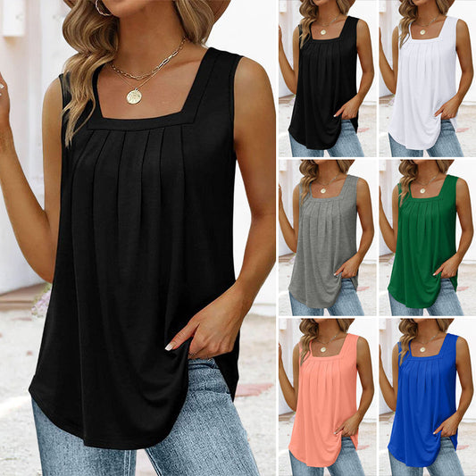 👚 49% SLEVA! 🌸 Bezkrkový Top Bez Rukávů s Hranatým Výstřihem – Měkká Látka, Módní Střih & Všestranný ✨