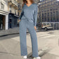 😍✨ Compleu Casual 2 Piese, Bluza cu Fermoar și Pantaloni Largi cu Șnur, Tricotat Moale — 6 Culori ❤️
