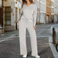 😍✨ Compleu Casual 2 Piese, Bluza cu Fermoar și Pantaloni Largi cu Șnur, Tricotat Moale — 6 Culori ❤️