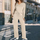 😍✨ Compleu Casual 2 Piese, Bluza cu Fermoar și Pantaloni Largi cu Șnur, Tricotat Moale — 6 Culori ❤️