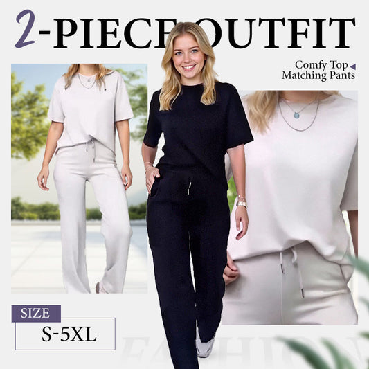 🔥🎁Nový příjezd 49% SLEVA💥✨Elegantní dámský 2dílný outfit – Pohodlný top a sladěné kalhoty
