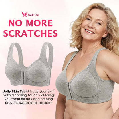👙 Nastavitelná podprsenka s push-up efektem a předním zapínáním – bez kostic, bez švů a s boční podporou – sada 4 kusů pro každodenní nošení ✨