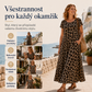 👗 Dámské šaty s leopardím vzorem, maxi, s kapsami, casual s krátkým rukávem, dlouhé šaty