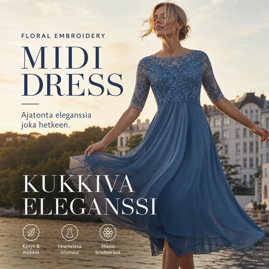 Kukkakirjailtu midimekko – vzdušné a stylové s kulatým výstřihem🌸