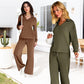 😍✨ Compleu Casual 2 Piese, Bluza cu Fermoar și Pantaloni Largi cu Șnur, Tricotat Moale — 6 Culori ❤️