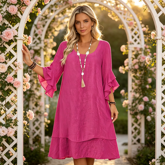 👗✨ Dámské volné šaty s nabíranými rukávy – pohodlný a ženský střih 🌸