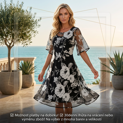 ❤️👗Dámské elegantní šifonové šaty s květinovým vzorem😍