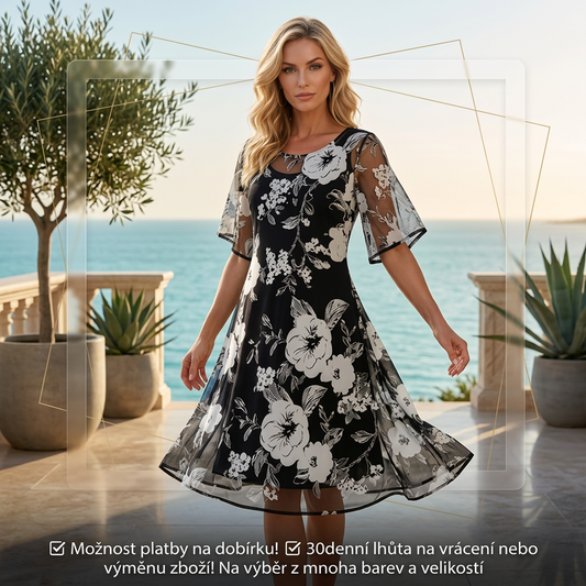 ❤️👗Dámské elegantní šifonové šaty s květinovým vzorem😍