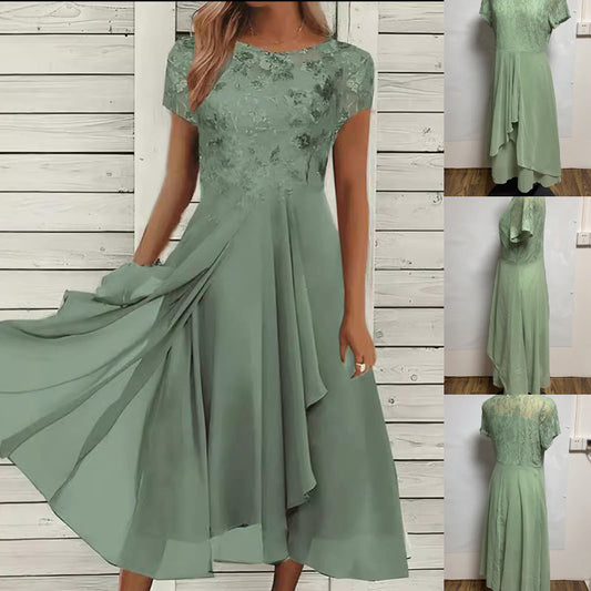 🎀Elegantní šaty s kulatým výstřihem pro ženy 🌸 Jemný dámský základní šat