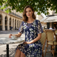 🌸 49% SLEVA ✨👗 Krátké rukávy A-linie Slavnostní šaty – Květinový vzor & Dvojitý šifon👗💙