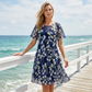 🌸 49% SLEVA ✨👗 Krátké rukávy A-linie Slavnostní šaty – Květinový vzor & Dvojitý šifon👗💙