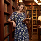 🌸 49% SLEVA ✨👗 Krátké rukávy A-linie Slavnostní šaty – Květinový vzor & Dvojitý šifon👗💙
