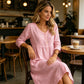 👗 49% SLEVA! ✨ Elegantní lněné midi šaty s výstřihem do V a knoflíky – Pohodlné, ležérní a dokonalé pro každodenní nošení 🌸