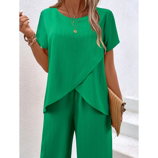 🌺 TOP DEAL ⏰ -49% 💥 Dámský 2dílný set – asymetrický design & široké kalhoty 👗 elegantní & moderní ✨