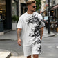 👕 ČASOVĚ OMEZENÁ SLEVA 50%! 🎨 Pánský set s potiskem – tričko a kraťasy, prodyšný polyester, živý potisk 🏃‍♂️