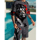 👕 ČASOVĚ OMEZENÁ SLEVA 50%! 🎨 Pánský set s potiskem – tričko a kraťasy, prodyšný polyester, živý potisk 🏃‍♂️