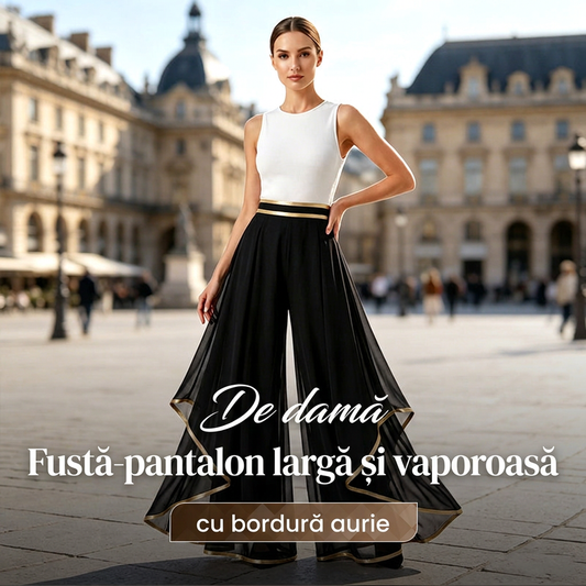 🎉Vánoční akce❤️Elegantní kalhoty se širokým pasem a volným střihem, se zlatými ozdobami
