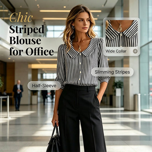 👔 49% SLEVA HNED! 🍃 Letní pruhovaná košile s knoflíky – lehká jako peří & prodyšná – elegantní styl do kanceláře a na dojíždění ✨