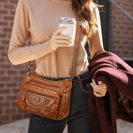 👜 Dámská měkká PU crossbody kabelka – Více kapes pro dokonalou organizaci 👜