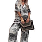 👚👖49% sleva❤Dámský volnočasový set s potiskem, top s výstřihem do V a kalhoty