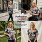 👚 ČASOVĚ OMEZENÁ SLEVA 49%! ✨ Batikované tričko se šněrováním a výstřihem do V – nastavitelný střih, měkká směs, ležérní elegance 🌈