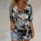 👚 ČASOVĚ OMEZENÁ SLEVA 49%! ✨ Batikované tričko se šněrováním a výstřihem do V – nastavitelný střih, měkká směs, ležérní elegance 🌈