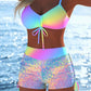 ⏳Časově omezená nabídka⏰Dámský bikini set – top se šňůrkou, chlapecké kraťasy, více stylů 🏖️