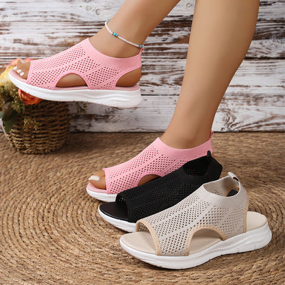 👡☁️ Pletené sandály s tlustou podrážkou: Vzdušné pohodlí a stylové zvýšení! ✨