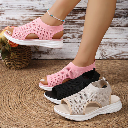 👡☁️ Pletené sandály s tlustou podrážkou: Vzdušné pohodlí a stylové zvýšení! ✨