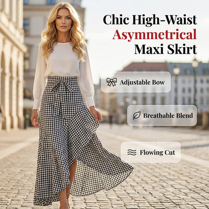 🔥Dámská sukně s vysokým pasem a asymetrickými volány do délky maxi🍃