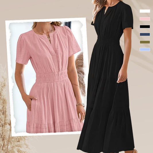 ⏰Letní výprodej 2026 s 49% slevou👗Dámské boho chic šaty s gumou v pase a maxi délkou
