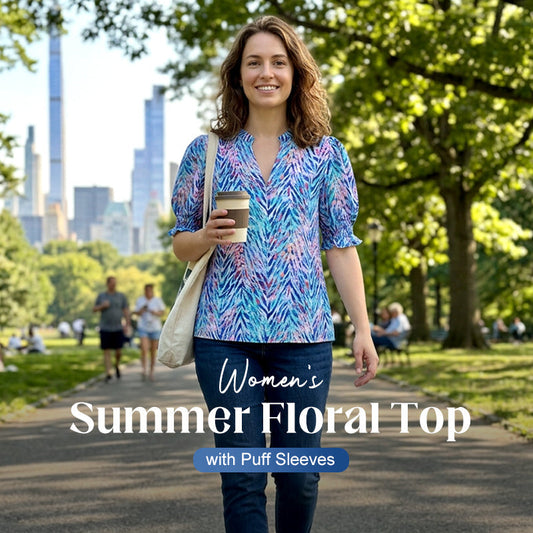 🌸 49% SLEVA! 🌸Dámská boho halenka s výstřihem do V a nabíranými rukávy | Květinový vzor, elegantní i ležérní top do kanceláře i na víkend