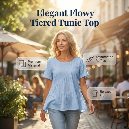 👚 SLEVA 49%! 🌸 Dámské krátké rukávy vrstvené tuniky – lehké a splývavé – ideální na letní vrstvení nebo ležérní eleganci – pohodlné a ženské ✨🌿