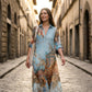 ⏰💰 49% SLEVA – Elegantní retro tištěné maxi šaty | Boho výstřih do V + volný střih | Ideální na pláž a dovolenou 🌺🌊✨
