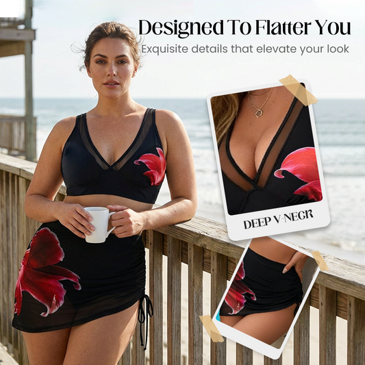 🌺Hálós bikini szett fodrokkal és zsinórral