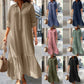 ⏳Časově omezená sleva 49 %⏰Dámské vintage šaty s klopovým límcem a dlouhým střihem👗