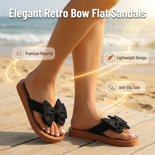 👡🎀 Elegantní retro ploché sandály s mašlí – SLEVA 49%! Vintage kouzlo, polstrovaný komfort, elegantní detail mašle – vykročte do bezstarostného stylu. ✨