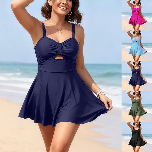 🌊👙 Dámské šaty ve stylu plavek, střih do A, s sexy výstřižkovým designem.