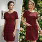 ✨ Rochie Damă cu Guler Rotund & Textură Unică – Elegantă, Anti-Cute, cu Buzunare, Până la Genunchi 👚