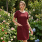 ✨ Rochie Damă cu Guler Rotund & Textură Unică – Elegantă, Anti-Cute, cu Buzunare, Până la Genunchi 👚