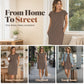 👗49% SLEVA TEĎ! 🌸 Dámské šaty s kulatým výstřihem a jednobarevným designem – měkké & lehké – ideální do práce, na pláž nebo pro každodenní eleganci – všestranné a pohodlné ✨🌿