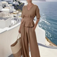 👗🌸 Elegantní dvoudílný set se zavazováním v pase a širokými nohavicemi