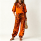 ✨ Boho Vintage set ze dvou kusů – Top s V-výstřihem a kalhoty s etnickým potiskem, elegantní a pohodlný 🌿