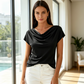 👚🌸 PROMO LIMITOVANÁ 49% ! Dámský top s křížovým výstřihem – balerínové rukávy, jemná látka, drapovaný design, 2 barvy, všestranný a elegantní 🌸