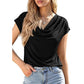 👚🌸 PROMO LIMITOVANÁ 49% ! Dámský top s křížovým výstřihem – balerínové rukávy, jemná látka, drapovaný design, 2 barvy, všestranný a elegantní 🌸
