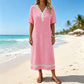 🔥-49%👗 Dámské maxi šaty – Kulatý výstřih, krátké rukávy, splývavá látka 🌿 Měkký a pohodlný materiál