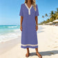 🔥-49%👗 Dámské maxi šaty – Kulatý výstřih, krátké rukávy, splývavá látka 🌿 Měkký a pohodlný materiál