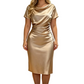 🎁Nové přírůstky 49% SLEVA💥Dámské elegantní saténové řasené bodycon šaty 💎 Vklouzněte do hedvábné sebejistoty – řasení lichotí, střih ohromuje ✨