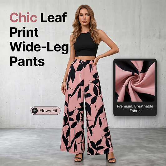 🌸👖 Dámské potištěné kalhoty s vysokým pasem a širokými nohavicemi